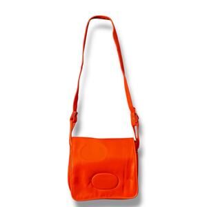 Vintage Orange Vinyl Crossbody Bag w/ Triple Compartment